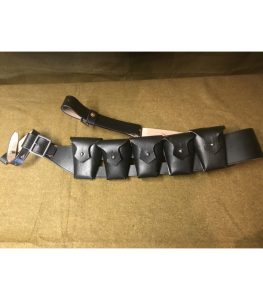 WW British Army 5/9 Pouch leather Ammunition Ammo Belt in Black/Brown leather