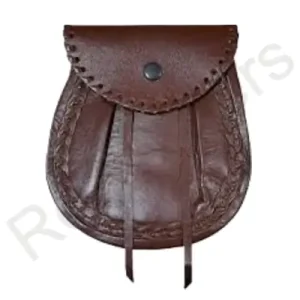19th Century Custom Made Leather Sporrans for Highland Bands