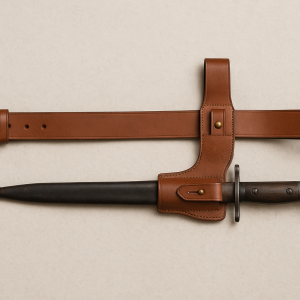 WW1 British Army Leather waist belt minus water bottle with frog and scabbard holder