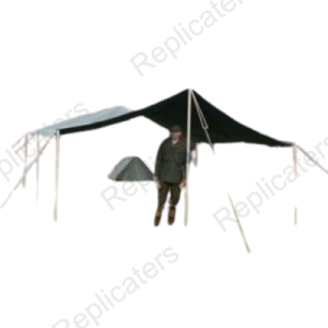 US Army mess tent shelter with knocked-down poles. Pegs and guy ropes included