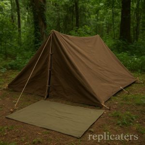 WW2 British Army Bivouac (bivi) Tent – 2-Man Cotton Canvas Shelter with Groundsheet