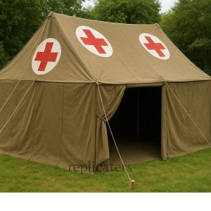 WW2 British Army Medical Tent – Field Hospital Shelter with Red Cross Panels