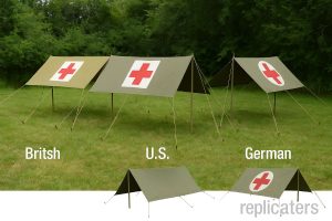 WW2 Medical Flysheets – British, U.S., and German Army Red Cross Tarpaulins