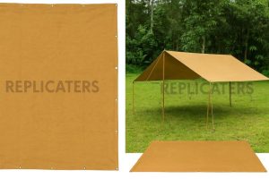 WW2 German & British Officer’s Flysheet – 11 × 13 ft Tan/Ochre Canvas Canopy