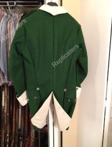 US Loyalist Green coats are made in green broadcloth and partially hand-stitched