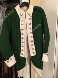 US Loyalist Green coats are made in green broadcloth and partially hand-stitched
