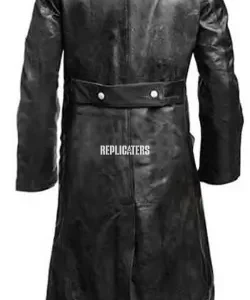 WW2 German Black Leather Greatcoat Replicaters Back