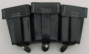 K98 Triple Ammo Pouch – Black Leather Field-Issue WW2 German Army
