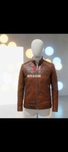 Two-Tone Quilted Goat Leather Jacket with Wool Fleece Lining