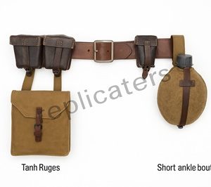 WWII German Afrika Korps (DAK) Leather Belt & Webbing Set