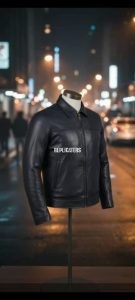Classic Black Cow Softy Leather Jacket with Silk Lining