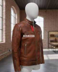 Brown Two-tone Goat leather Nappa Windproof Jacket