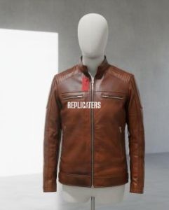 Brown Two-tone Goat leather Nappa Windproof Jacket