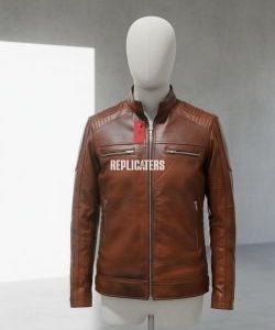 Brown Two-tone Goat leather Nappa Windproof Jacket