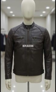 Quilted Cow Softy Leather Jacket with Fleece Lining & Half-Inch Stand Collar – Available in 7 Colors