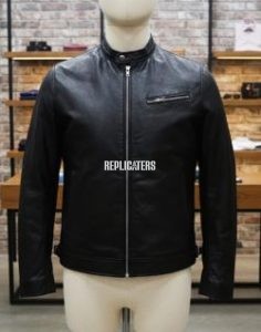 Black Cow Softy Leather Jacket – Stand Collar, Silk Lining