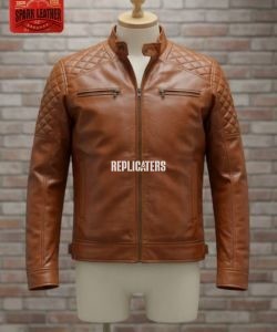 Quilted Goat Leather Jacket with Short Stand Collar & Dual Chest Pockets – Available in 6 Colors