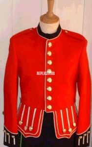 Highland Piper’s Red Doublet – Full Dress Pipe Band Jacket (In Melton or Barathea wool)