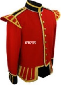 Highland Guards Piper Doublet – Scarlet with Gold Facings