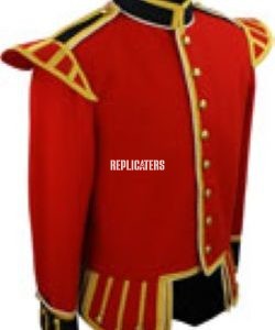 Highland Guards Piper Doublet – Scarlet with Gold Facings