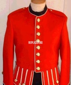 Highland Piper’s Red Doublet – Full Dress Pipe Band Jacket (In Melton or Barathea wool)