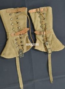 WW1 U.S. Army AEF M1917 Canvas Leggings – Dismounted Gaiters (Khaki)