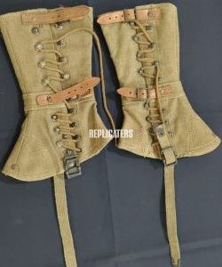 WW1 U.S. Army AEF M1917 Canvas Leggings – Dismounted Gaiters (Khaki)