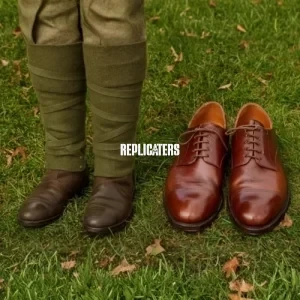 WW1 French Army Officer Shoes with leg wraps/Puttees