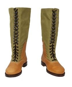 WW2 German DAK Tropical Long Boots – Canvas and Leather Repro