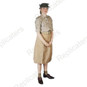 WW2 British ATS Khaki Drill Summer Uniform (Shirt, Skirt, Cap, Belt & Accessories)