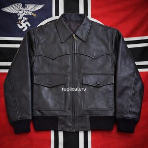 WW2 German Luftwaffe Channel Jacket (Fliegerbluse) – Black Leather Reproduction