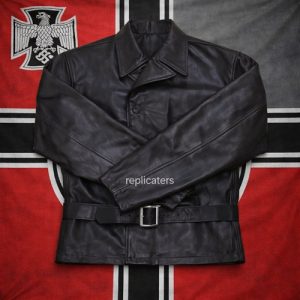 Heer Panzer Leather Wrap Jacket (Black) WW2 German Army