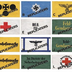 WWII German Armband Collection – Red Cross, Feldgendarmerie, Bahnhofswache, NSDAP & Security Service Reproductions