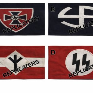 WWII German Armband Collection – SS, Party Formation & Service Shield Embroidered Reproductions