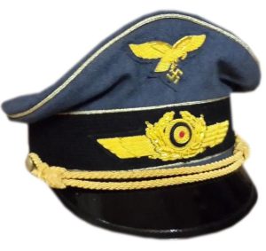 WWII German Luftwaffe officer’s peaked cap in standard blue-grey Fliegerblau