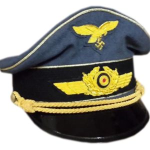 WWII German Luftwaffe officer’s peaked cap in standard blue-grey Fliegerblau