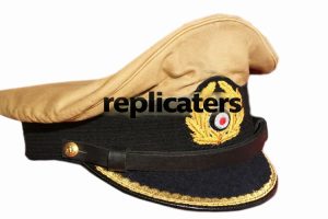 WW2 German Kriegsmarine (Navy) officer tropical crusher cap Khaki