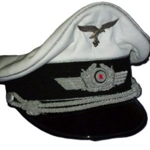 WWII German Luftwaffe officer’s white summer visor cap with a reinforced (stiff) crown