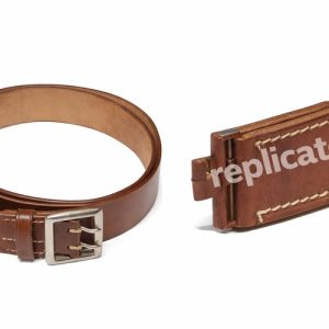 WWII German SS black/brown leather service belt with rectangular buckle